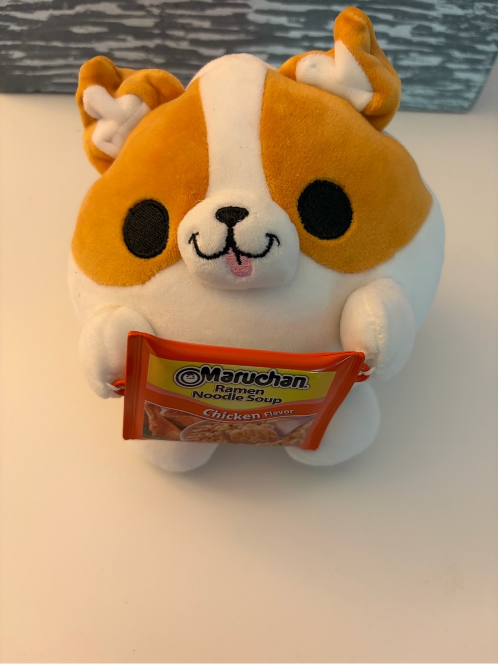 Plush Corgi Dog Stuffed Animal with Orange Accents